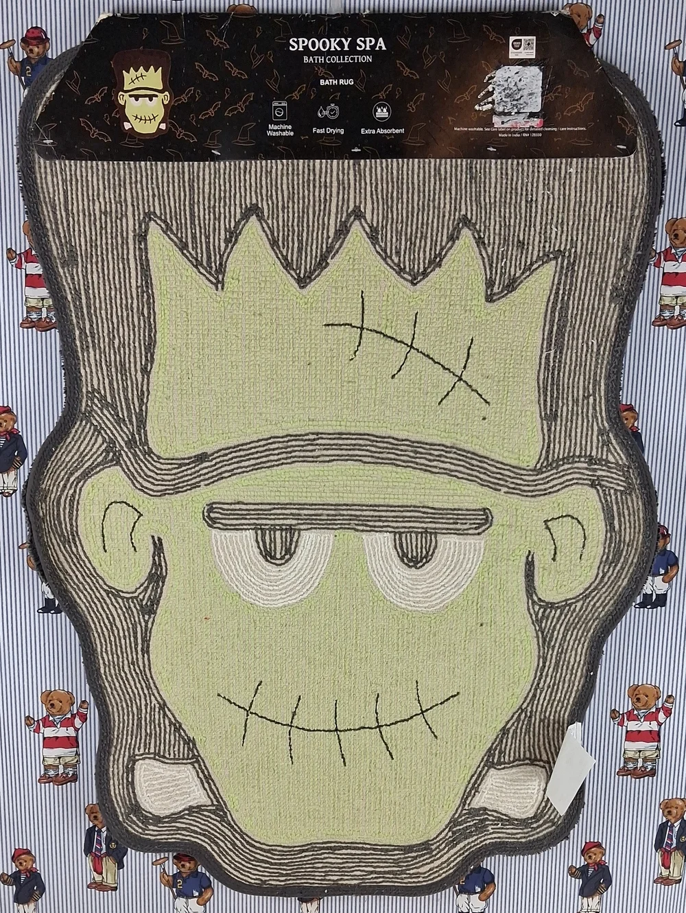New In Package Frankenstein Spooky Spa Bath Collection 23x31 Halloween Bath Rug